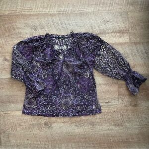 Kobi Halperin Purple Printed Peasant Blouse